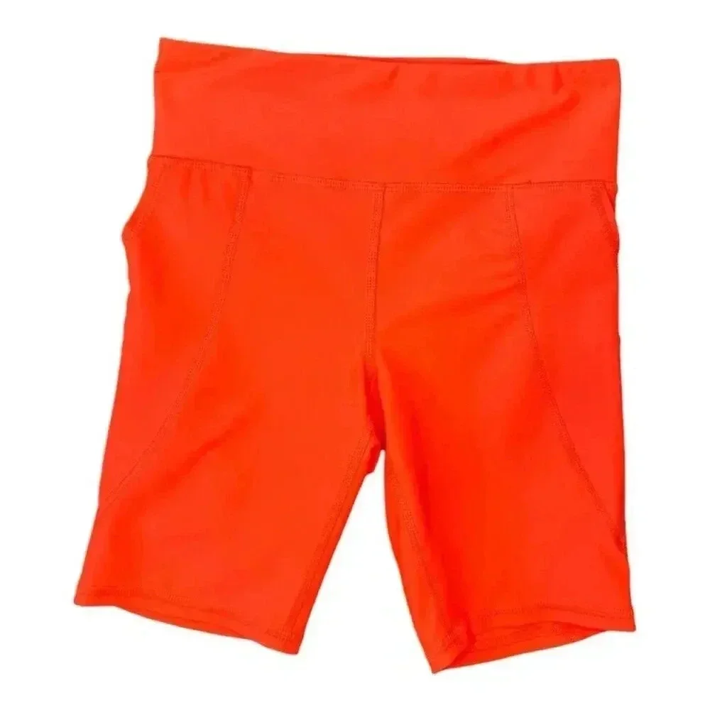 NEW Old Navy Active Girl’s Large Orange High-Waist Biker Shorts Activewear NWT‎